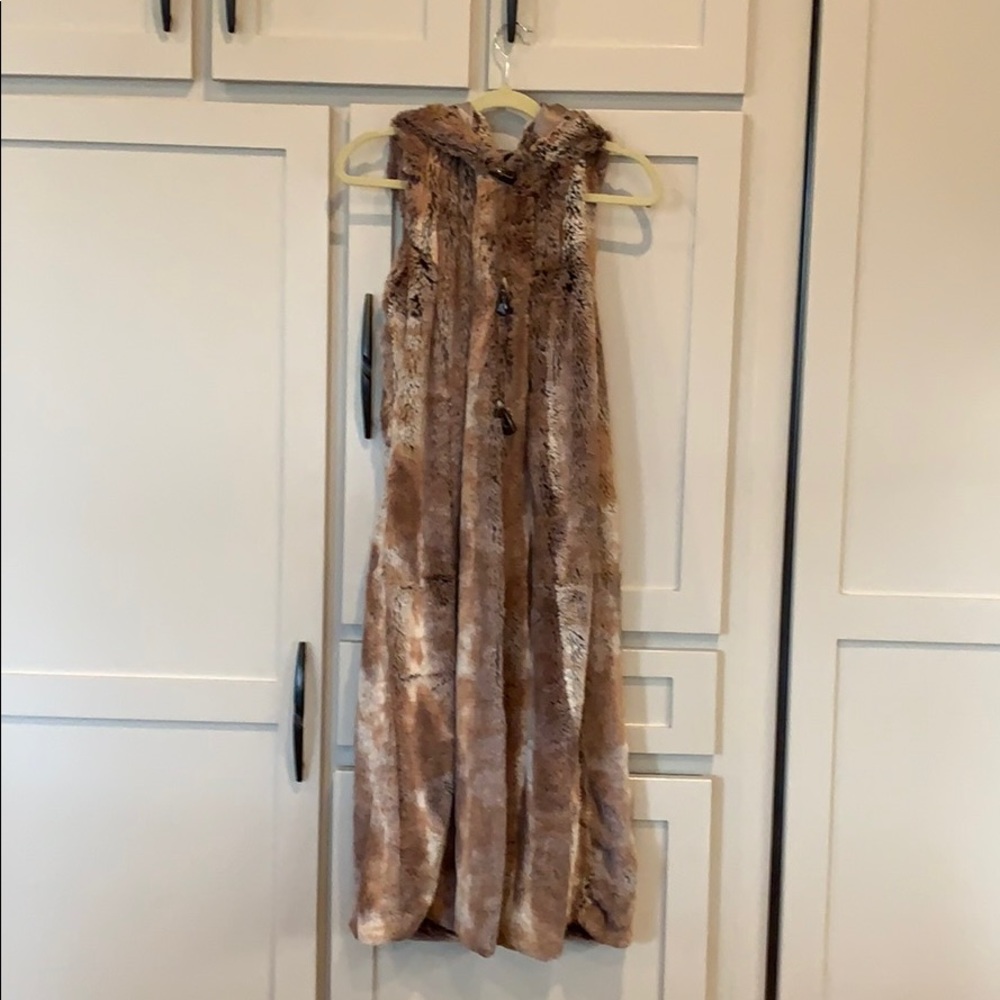 Faux fur long vest